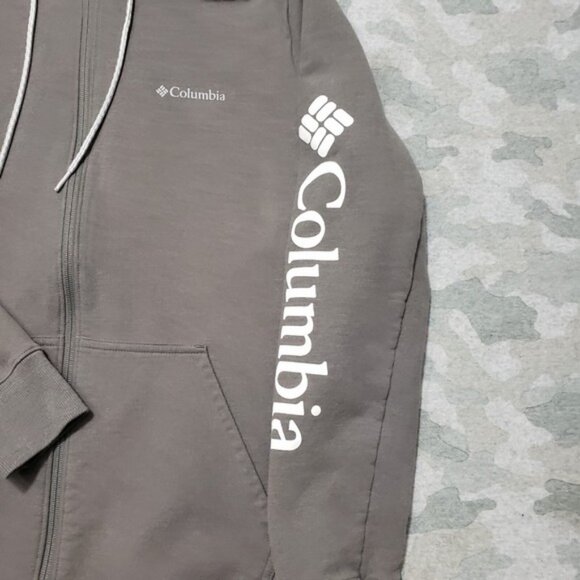 Columbia Sweatshirt Mens Small Gray Full Zip Hooded Pockets Outdoors - Picture 3 of 6